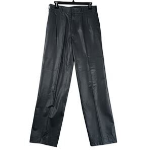 Vintage Raffaelo‎ Leather Pants Mens 31X31 Gray Pleated Luxury Regular Straight